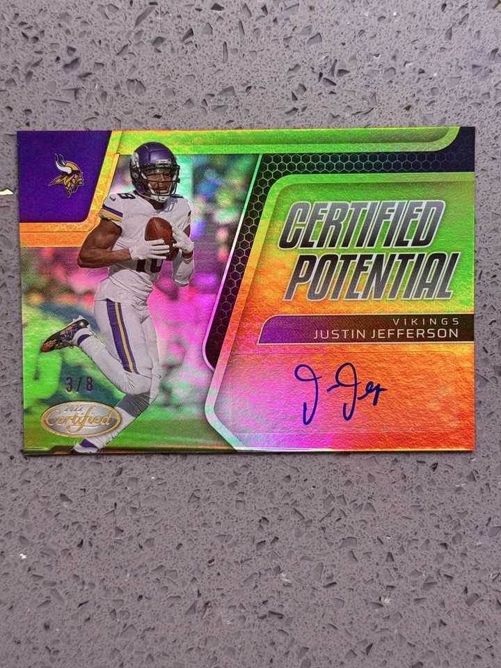 2022 Panini Certified Justin Jefferson Gold AUTO /8 Certified Potential - Image 1 of 3
