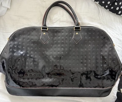 HUGE ARCADIA BLACK PATENT TOTE BAG MADE IN ITALY - Image 1 of 4