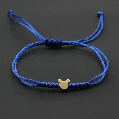 Pulsera con dije de oso trenzado de cuerda roja para mujer hecha a mano joyería de amistad Foto 1 de 4