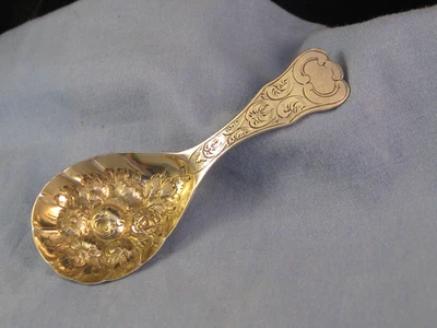 ANTIGUA CUCHARA VICTORIANA DE PLATA ESTERLINA ROSA FLOR CADDY GEORGE UNITE 1870 Foto 1 de 4