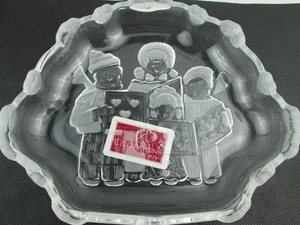 Mikasa Celebrations Carolers Collection Sweet Dish Frosted Etched Candy Dish NIB - Picture 1 of 6