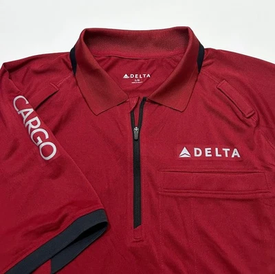 NEW Delta Cargo Men’s 1/4-Zip Performance Polo Shirt Red Black L Large - Image 1 of 4