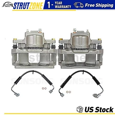 Front Brake Caliper & Brake Hydraulic Hose Fits 2008 2009 2010 Jeep Wrangler - Image 1 of 4