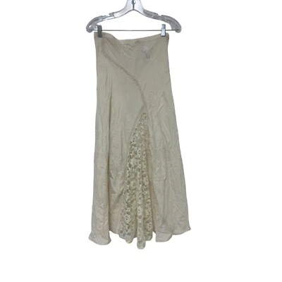 Falda midi de encaje para mujer Zara M blanca ostra tiro medio viscosa floral 1377/904 nueva con etiquetas Foto 1 de 4