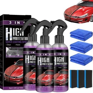 3Pcs 3-in-1 High Protection Ceramic Car Coating Spray Quick Shine Polish Kit - Picture 1 of 7