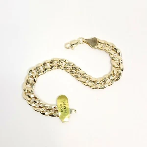 I01 Hip Hop Men's 14K Gold Plated 9 in Chain Cuban Link Bracelet 10 mm 228/9 - Picture 1 of 5