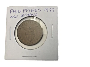 1927-M One 1 Centavo Philippines US Manila Mint Bronze Coin USA - Picture 1 of 4