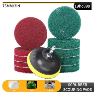 11PC 3" Drill Power Brush Scouring Pad Tile Power Car Scrubbing Pad Cleaning Kit - Picture 1 of 6