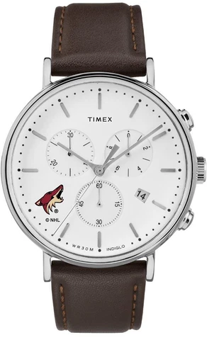 Mens Arizona Coyotes Watch Chronograph Leather Band Watch Cover