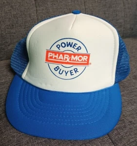 Vintage Power Buyer Phar-Mor Truckermütze blau Mesh Druckknopflasche - Bild 1 von 5
