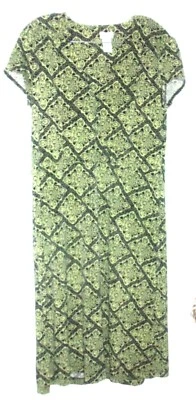 Vestido Jaclyn Smith verde y negro manga gorra hasta la pantorrilla talla mediana Foto 1 de 4