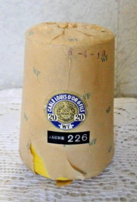 Ancienne grande bobine  fils Cablé Louis d'Or 6 Fils 20 WF Jaune réf 226 - Photo 1/4