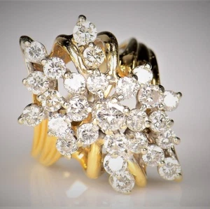 Enorme anillo de cóctel de diamantes moissanita de 1,5 quilates chapado en oro amarillo plateado - Imagen 1 de 12