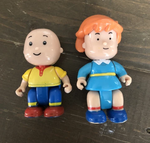 EUC Lot (2) CAILLOU Posable Figures 2.5” Caillou Boy & 3” Rosie Girl Sister Cover
