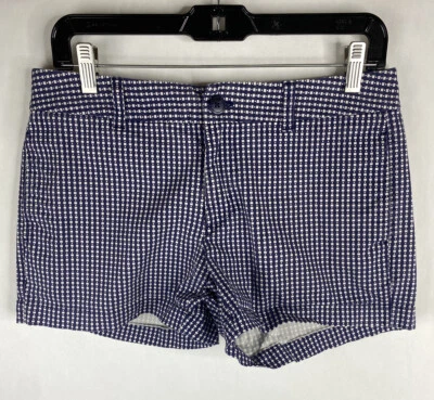 Pantalones Cortos Gap Mujer 6 Púrpura Blanco Chino Frente Plano Algodón Elastizado Bolsillos Rayas Foto 1 de 4