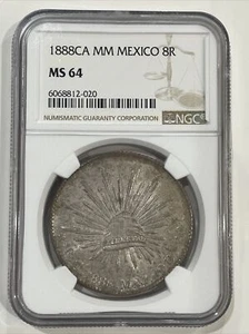 1888 Ca MM Mexico 8 Reales NGC MS 64 - Picture 1 of 6