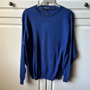 NWT Gionfriddo Made in Italy Blue Sweater Silk Cotton Blend Crew Neck Me XXL - Picture 1 of 8