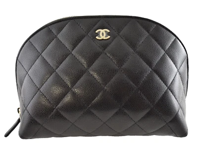 Chanel 24S Clásico Estuche con Cremallera Negro Caviar Bolsa Maquillaje Artículos de Aseo Bolso sin asas Foto 1 de 4