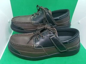 Orthofeet 422 Baton Rouge Men's Brown Black Leather Casual Shoes Size 13 (4E) - Picture 1 of 12