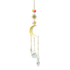 Crystal Wind Chime Pendant Iron Hoop Moon Sun Hanging Drops Garden Decorati