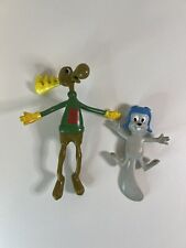Vintage Lot of 2 1985 Jesco Rocky and Bullwinkle Moose Bendy Rubber Figure Toy