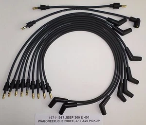 for JEEP CHEROKEE, WAGONEER, J10 PICKUP 71-87 360 401 BLACK Spark Plug Wires USA - Picture 1 of 1