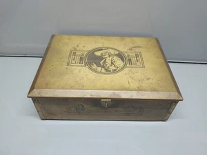 Vintage französische vergoldete Grammes Allentown Messing graviert Tabakpfeifenbox - Bild 1 von 9