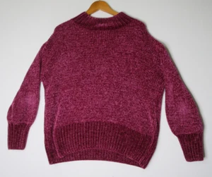 Cynthia Rowley Rippstrick Pullover mit Stehkragen Langarm Damen Größe XL Lila - Bild 1 von 7