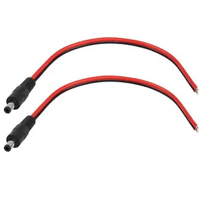 2pcs DC Supply 5.5mm x 2.1mm Male Power Pigtail 14AWG Bare Open End Repair Cable - Picture 1 of 25