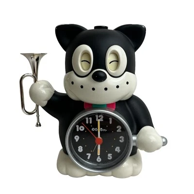 [Check VIDEO] Alarm Clock Norakuro Kun Quartz Black Rhythm Watch Industry JAPAN - Image 1 of 4