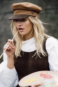 Free People Lack of Color Lola Suede Cap NWT Size Small Brown - Picture 1 of 4