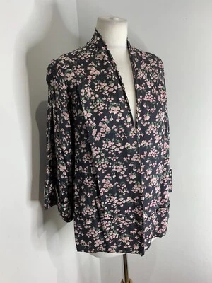 Vintage handmade kaftan duster kimono 10 12 VGC jacket floral pattern print - Image 1 of 4