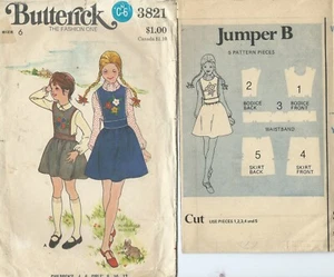 B 3821 sewing pattern 70's sweet JUMPER heart flower Appliques sew Pretty size 6 - Picture 1 of 1