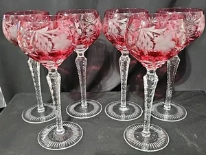 Nachtmann Kristall Cranberry Weingläser klar geschliffen 8 1/4" 6er Set - Bild 1 von 9