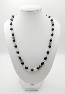 Collar de piedra lunar labradorita ópalo shungita de 16", 6 mm Foto 1 de 4