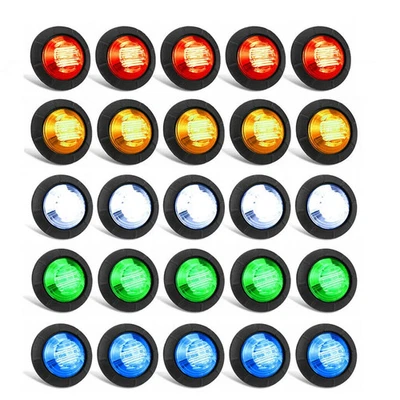 10Pcs 12V Car Truck Lorry Round LED Bullet Button Side Mini Marker Lights Lamp - Image 1 of 4