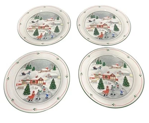 Sango Silent Night Dinner Plates Set Of 4 Christmas Winter Scene Joan Luntz - Picture 1 of 5