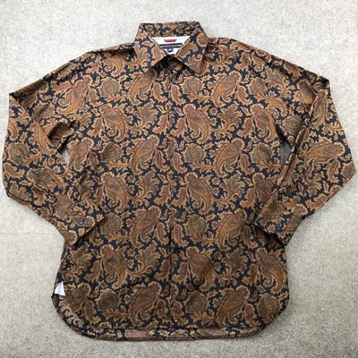 Tommy Hilfiger Shirt Mens Large Brown Black Paisley Button Down Long Sleeve - Image 1 of 4