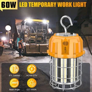 LED Temporary Work Light 60W 11,600LM Constraction High Bay Jobsite Lighting ETL - Picture 1 of 10