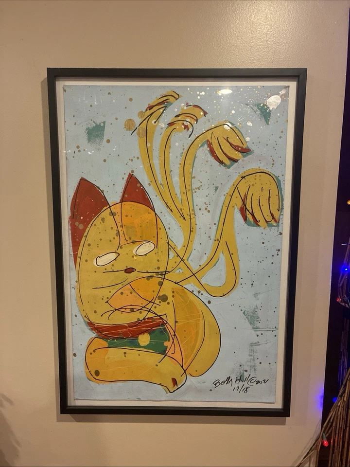 "Juego de 4" Bobby Kareem Hill Good Luck Cat raro HPM firmado 17 de 18 26"" por 36"" mm"  Foto 1 de 1