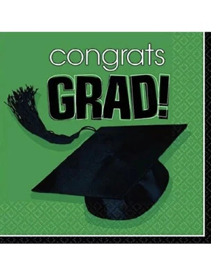 Flying Colors School Spirit Graduation Party Paper Luncheon Napkins Green - Image 1 of 3