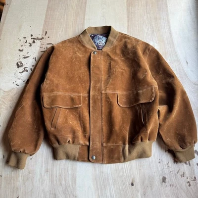 Chaqueta De Colección CV Moda Imitación Gamuza Tostada Militar Bombardero Cremallera Completa Hecha en Italia XL Foto 1 de 4