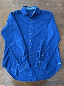 Camisa Robert Graham Azul Estampado Jacquard Abotonada Puño Abatible XL - Imagen 1 de 13