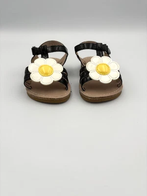 Gymboree Girls Black, White & Yellow Daisy Flower Sandals Size 5 - Image 1 of 4