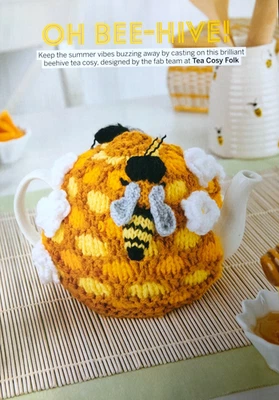 Tea Cosy Folk knitting pattern DK beehive shaped tea cosy with bee figure - Image 1 of 4
