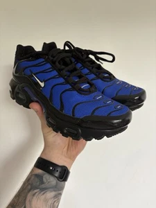 Nike Air Max Plus Premium Black Racer Blue Size 4 Brand New. - Picture 1 of 5