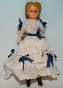uralte Puppe mit wachüberzogenem Pappmaché Kopf & Glasaugen * um 1860/70 - Bild 1 von 1
