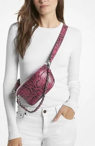 NWT MICHAEL KORS Slater Mini Snake Embossed Leather Sling Pack Messenger MK Bag - Picture 1 of 22