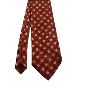 XMI Mens Tie Bronze Orange Geometric Classic Designer One Size Silk VTG USA - Picture 1 of 6