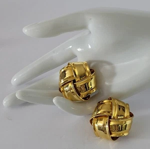 Woloch Paris Earrings big gold tone knots vintage - Picture 1 of 6